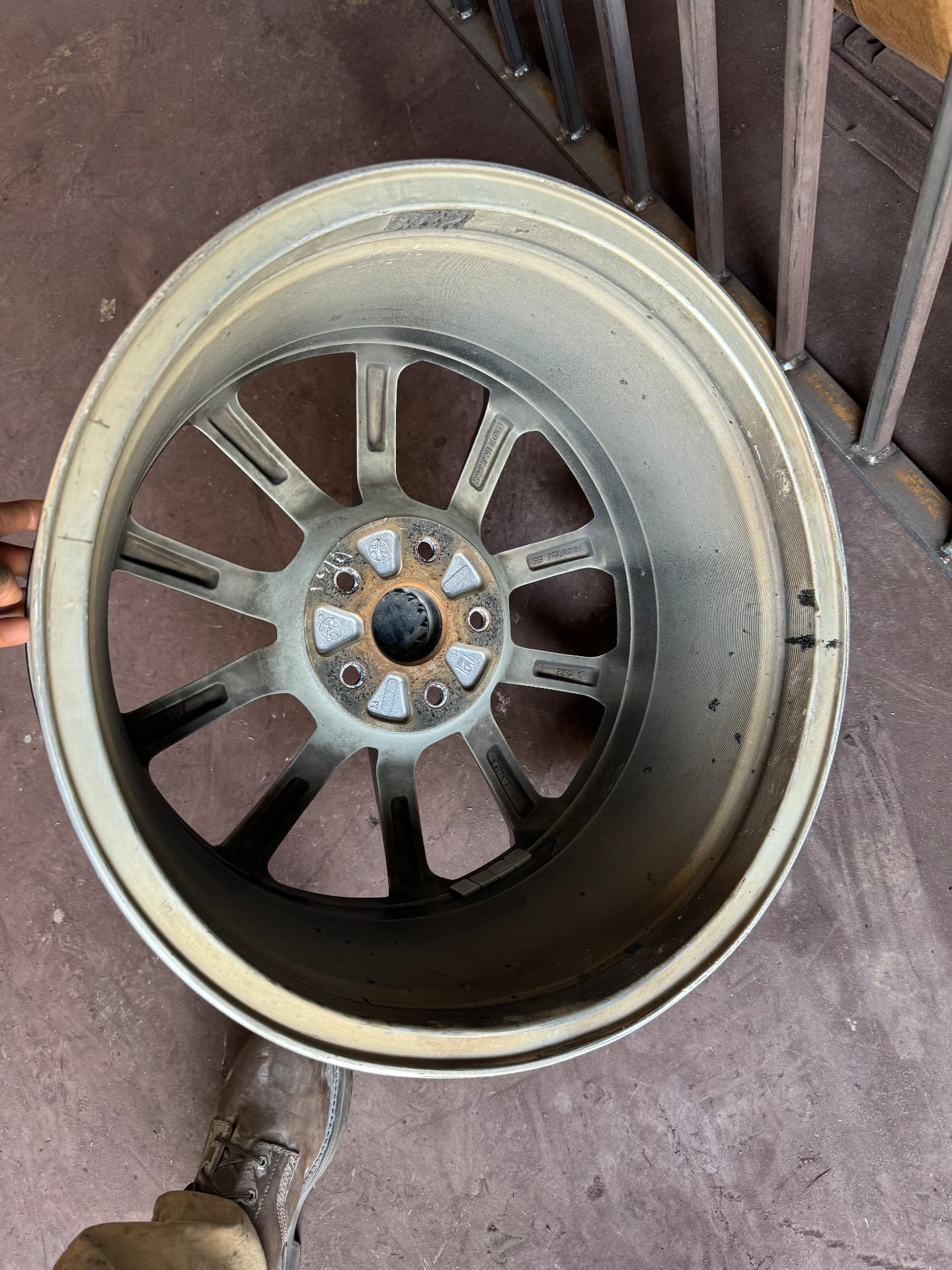 Alloy wheel rim photographed following DAWC bent rim repair